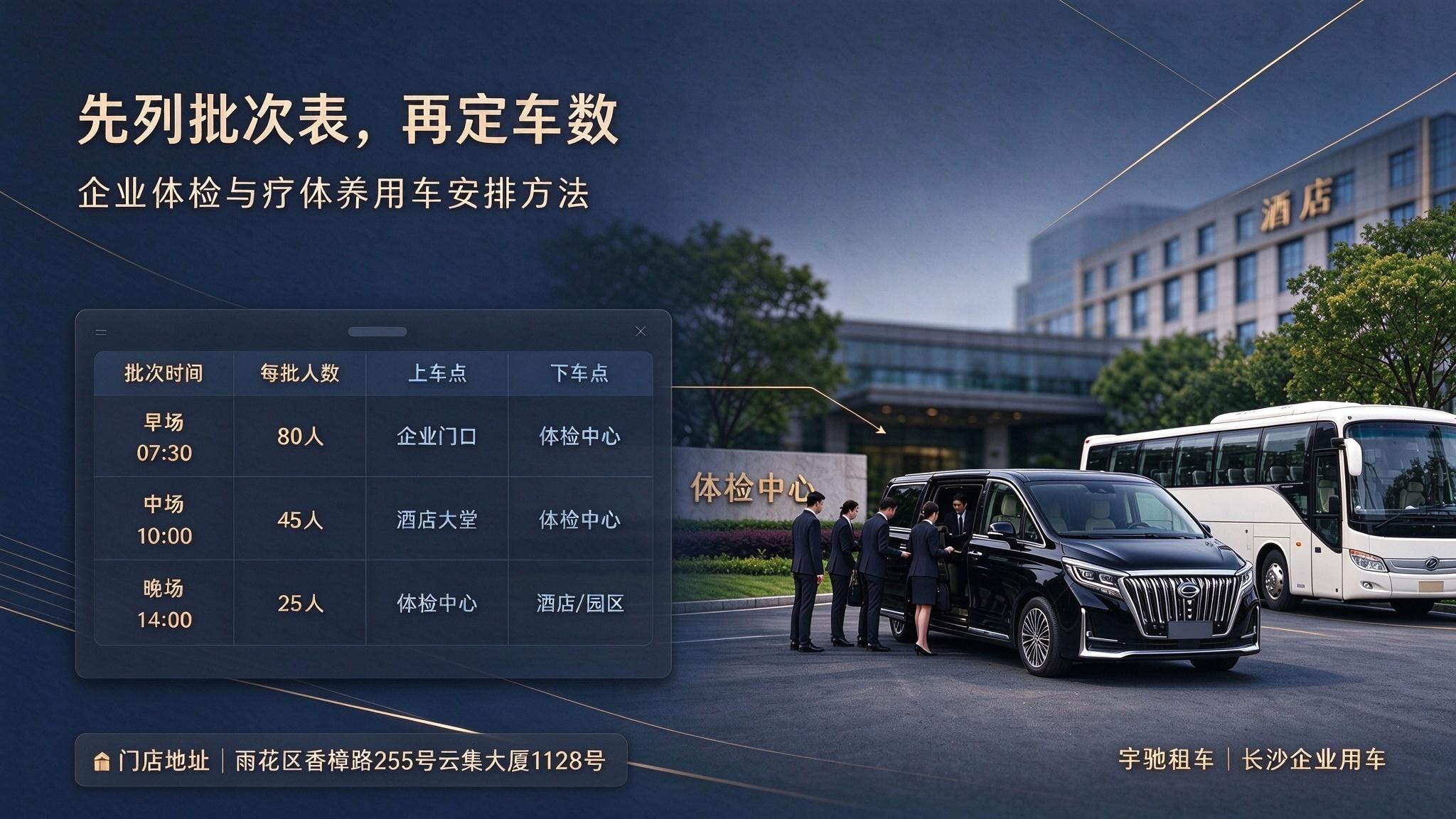 长沙企业体检与疗休养用车：先列批次表，再定车数
